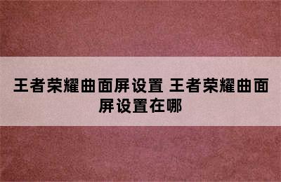 王者荣耀曲面屏设置 王者荣耀曲面屏设置在哪